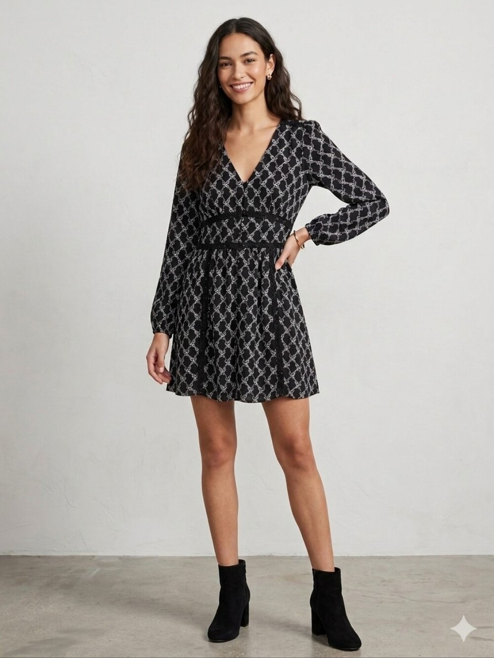 Layered With Love Textured V-Neck Button Down Mini Dress with Subtle Pattern
